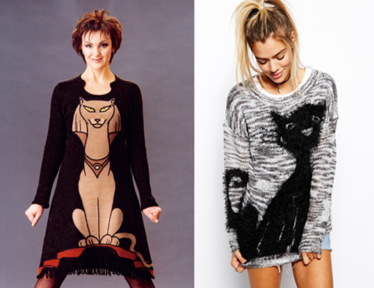 Слева трикотажное платье от Александра Серафимова. Справа свитер от Katsumi Knitwear.png