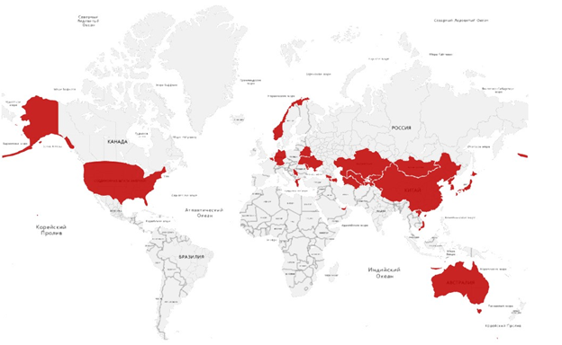 Основные страны-импортеры российских готовых продуктов из мяса, рыбы и ракообразных в 2015 году.png